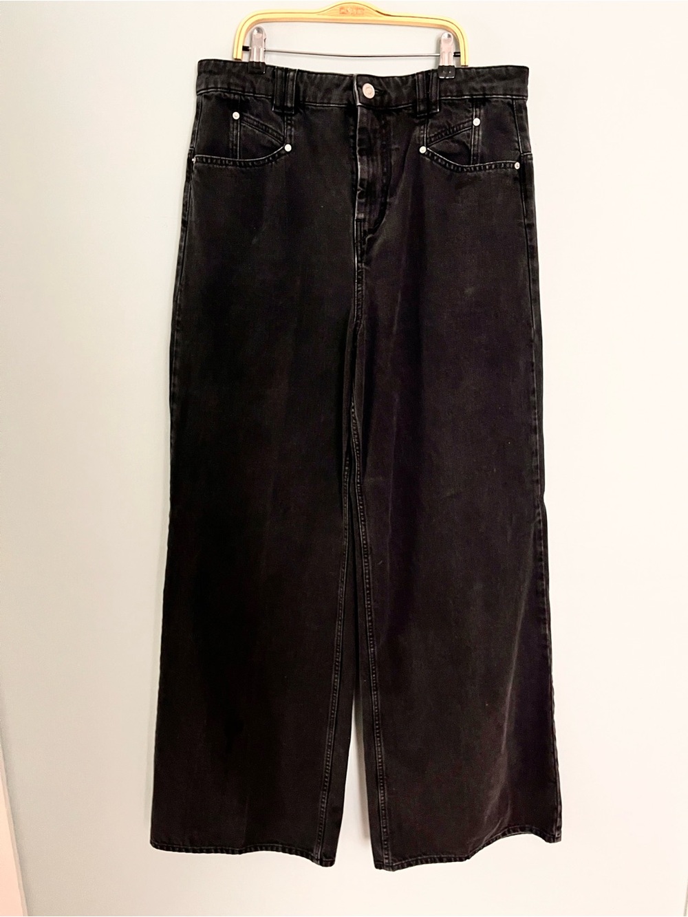 Isabel Marant Black High-Rise Wide-Leg Jeans